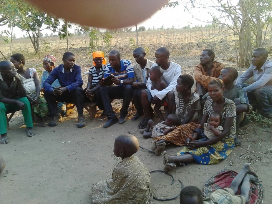 Africans in an outdoor church gathering