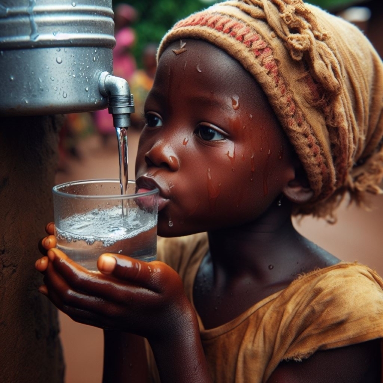 child drinking water